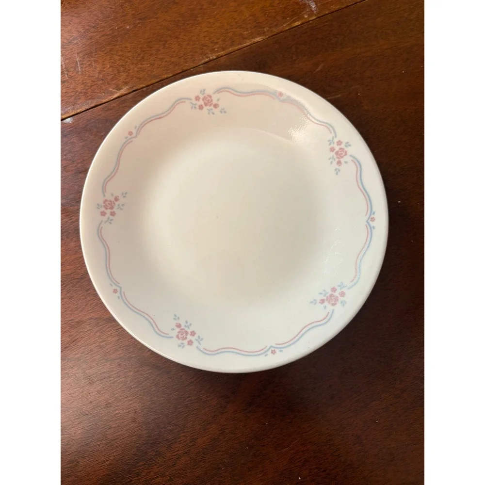 Corelle English Breakfast Bread & Butter Plates Set of 6 Pink Floral 6.75in